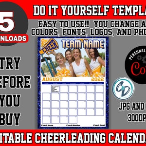 EDITABLE and PRINTABLE Cheer Calendar Schedule Template - Etsy