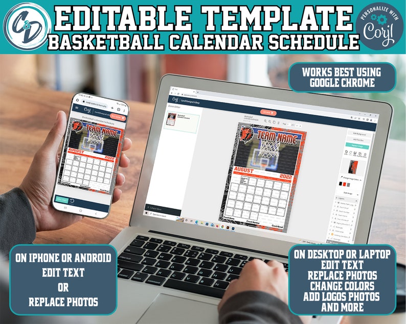EDITABLE and PRINTABLE Basketball Calendar Schedule Template - Etsy