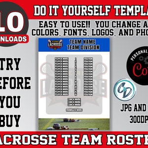 EDITABLE and PRINTABLE Lacrosse Roster Sheet Template Custom - Etsy