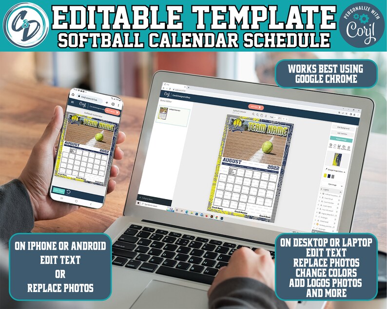 EDITABLE and PRINTABLE Softball Calendar Schedule Template - Etsy