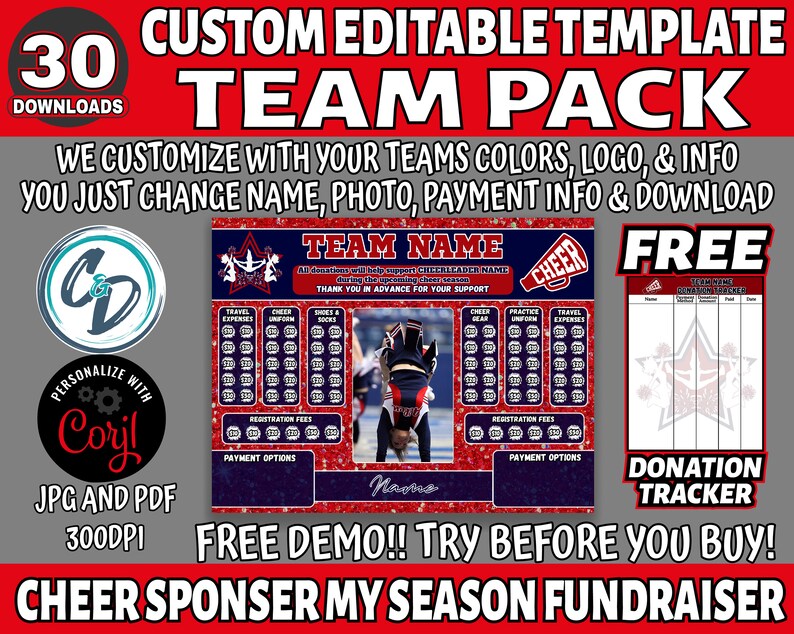 EDITABLE and PRINTABLE Cheer Sponsor My Season Fundraiser - Etsy