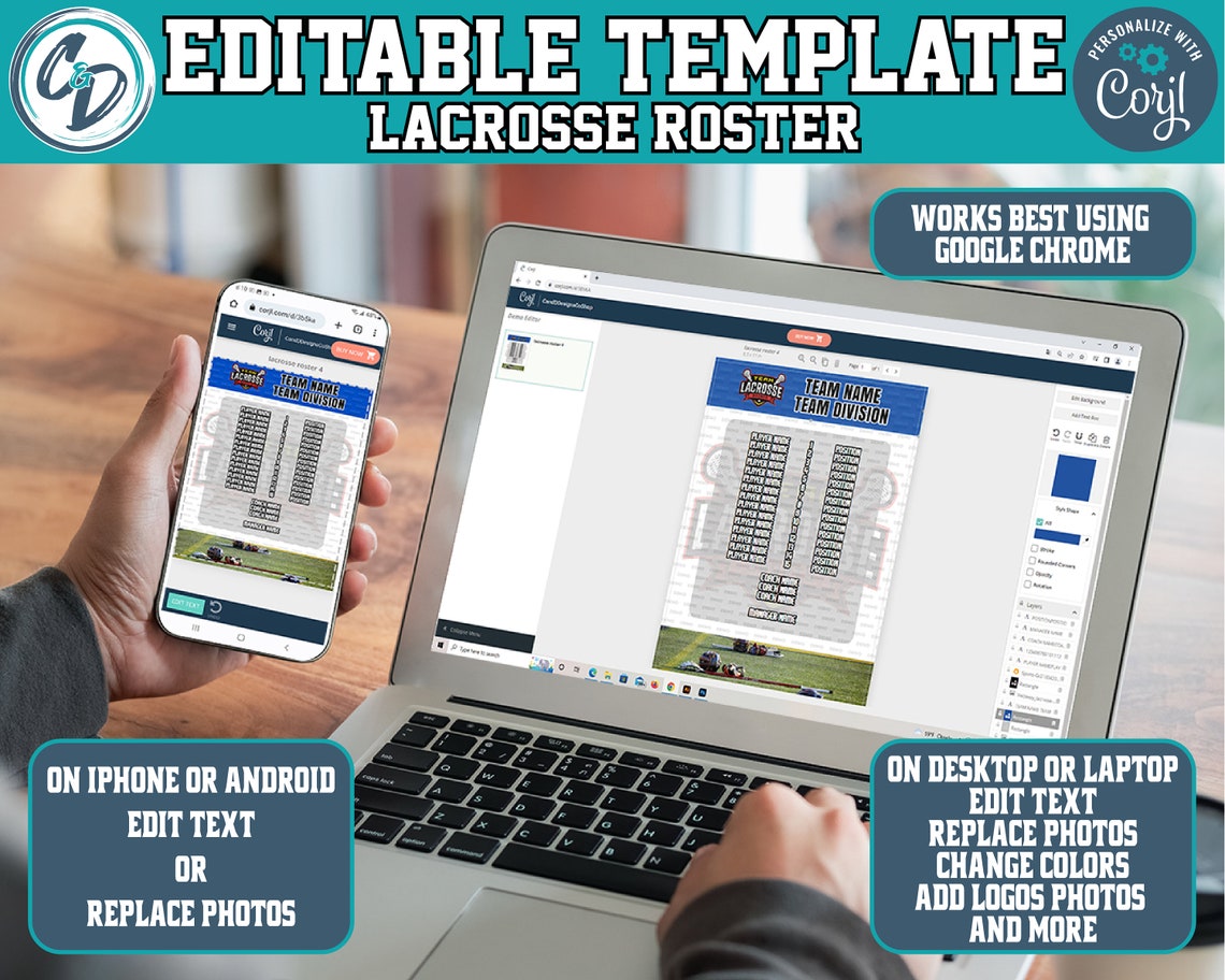 EDITABLE and PRINTABLE Lacrosse Roster Sheet Template Custom Etsy