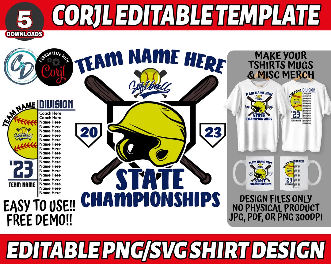 Editable Softball State Champions SVG PNG 2023 Basketball Etsy