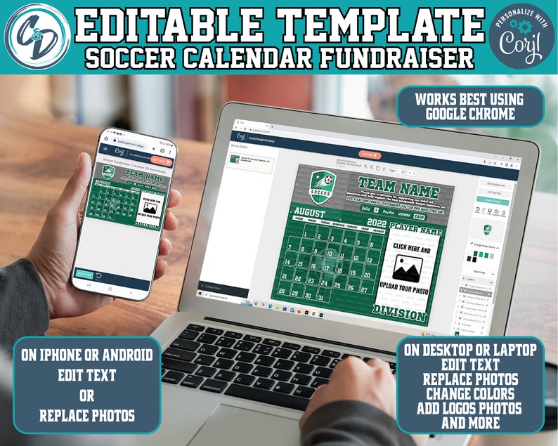 EDITABLE and PRINTABLE Soccer Calendar Fundraiser 30 Etsy Australia
