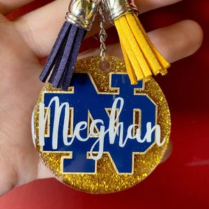 Personalized Glitter Name & college  Keychain