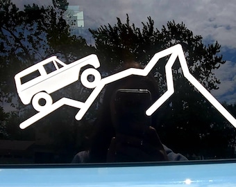 Old Style Bronco Climbing Hill Vinyl Decal | 7x3" | Weatherproof Car Sticker