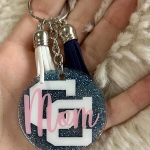 Personalized College Keychain – Custom Glitter Name Keyring, School Spirit Gift, Graduation Gift, Dorm/Car Accessories image 9