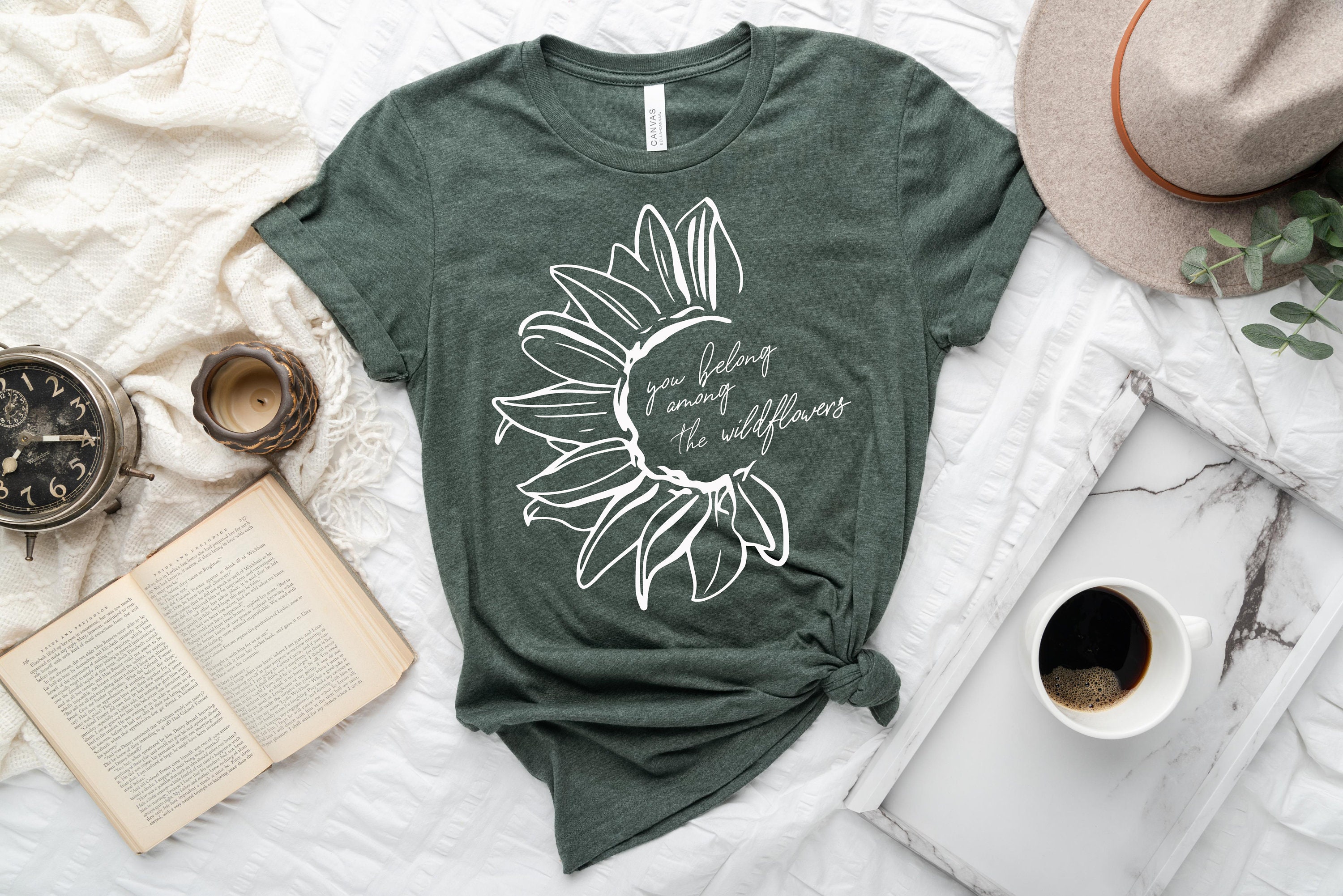 You belong among the Wildflowers, Sunflower Shirt, Among the Wildflowers, Wildflower T Shirt, Nature Lover, Inspirational Tee