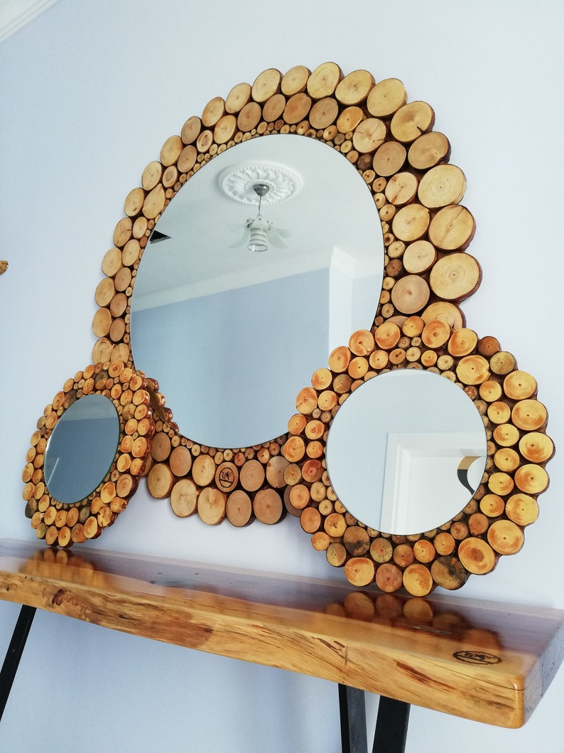 Wood Wall Mirror Rustic Mirror Wall Rustic Mirror Wood Etsy