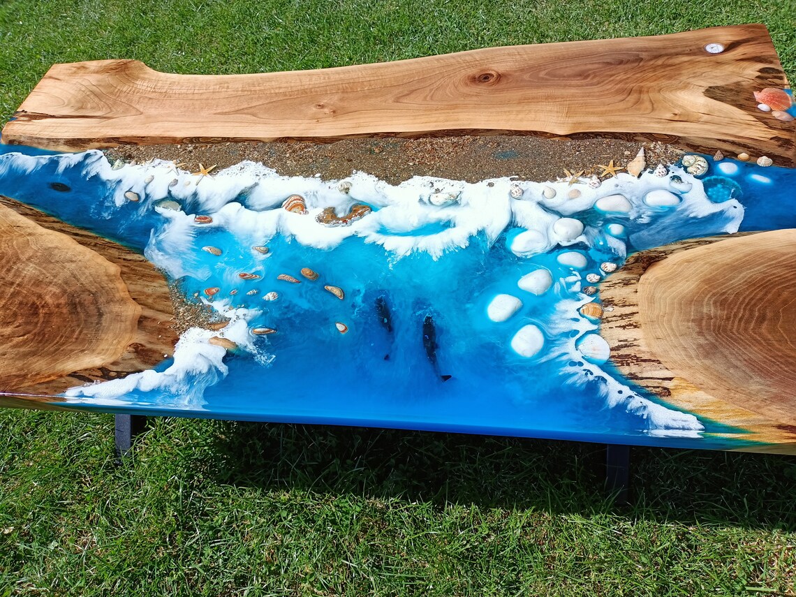 Ocean Table Epoxy Resin Blue Epoxy Table Epoxy Wood Epoxy Etsy Canada