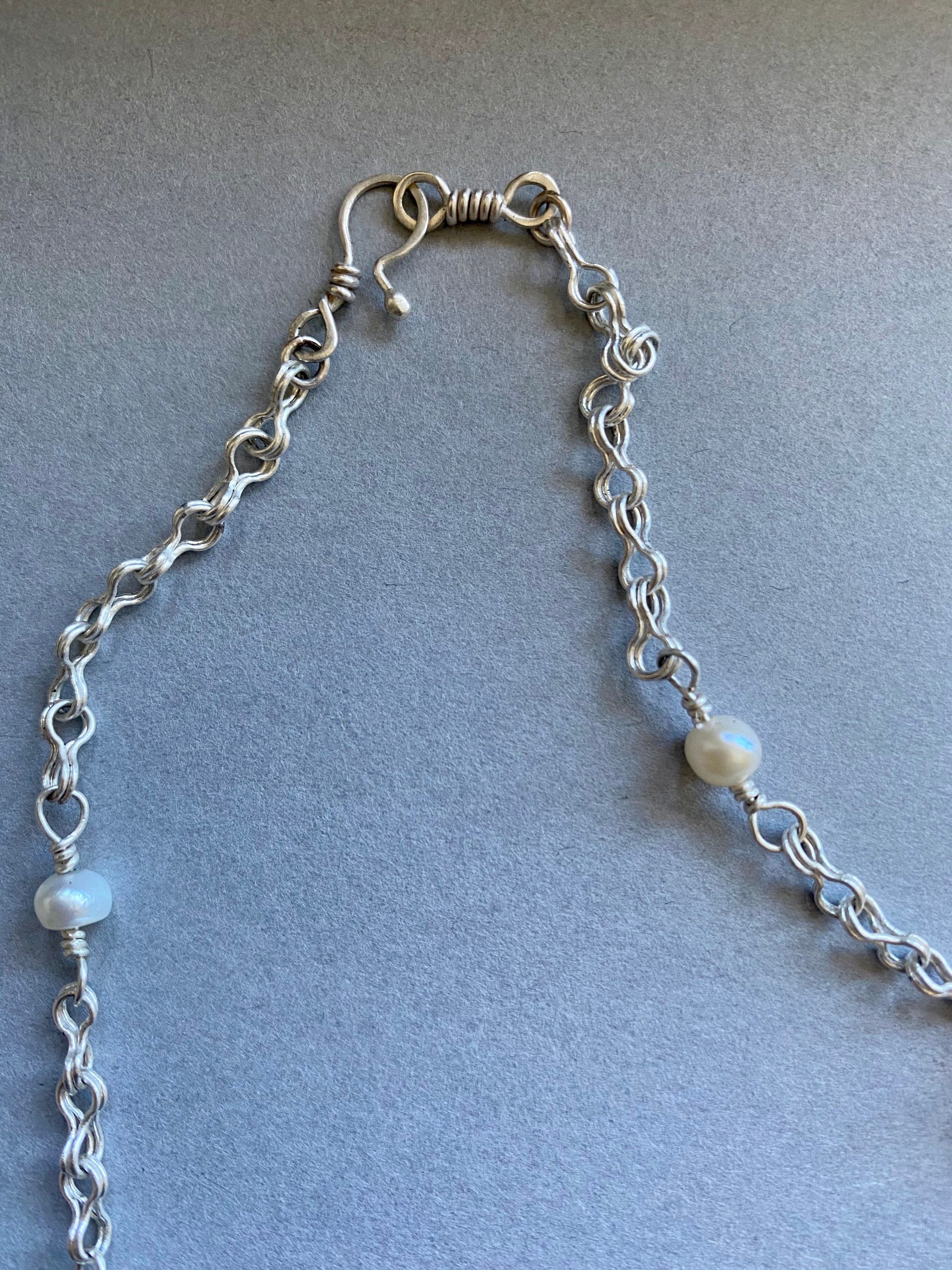 Hand woven fine silver ancient chain with pearls handmade Etsy