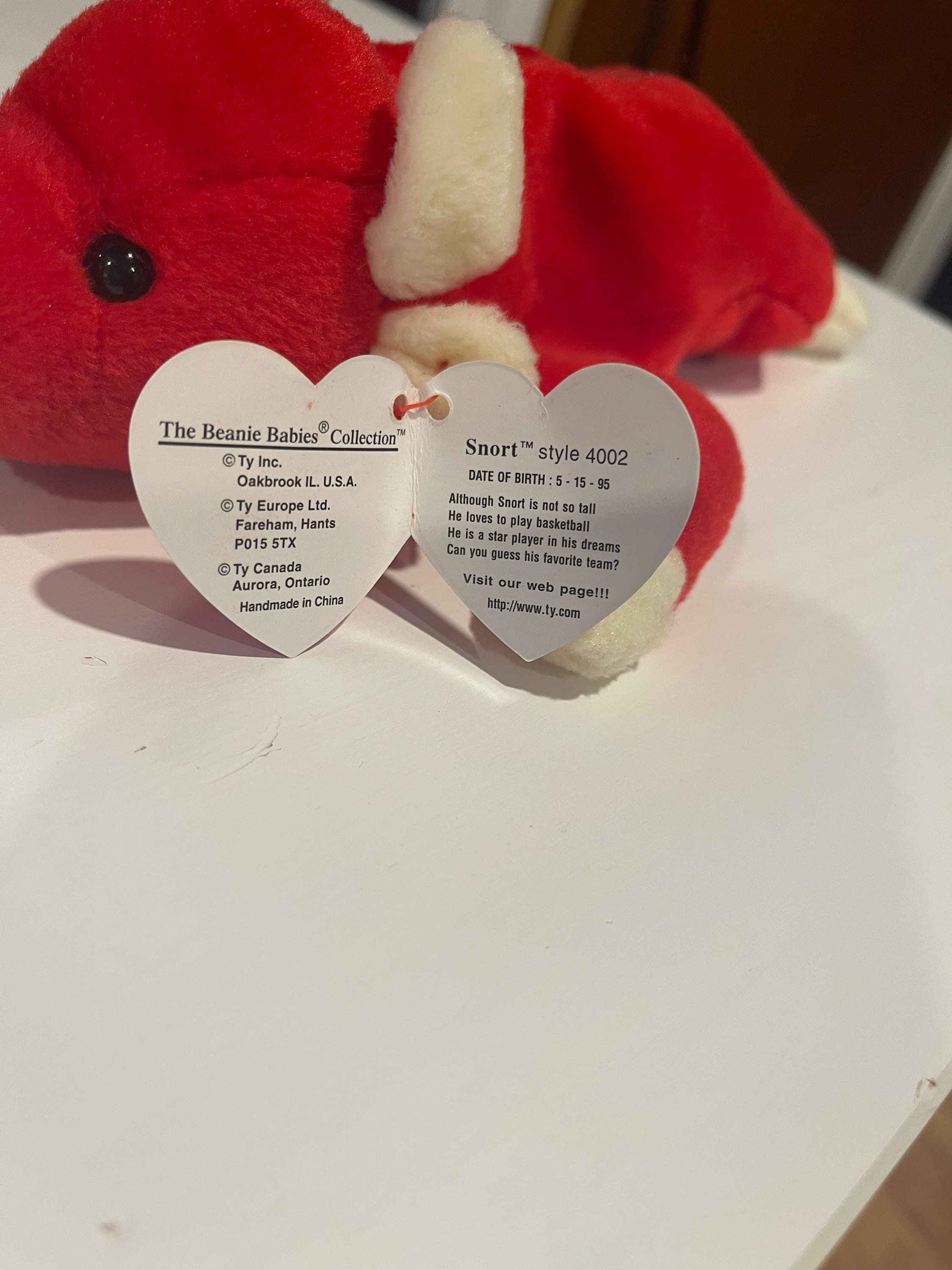 Rare TY Snort Beanie Baby, Rare Tag Errors, Mint Condition