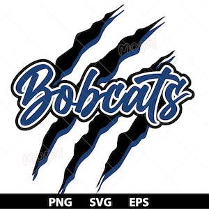 Bobcats Blue PNG SVG EPS Scratch Claw Paw Go Mascot Team Sublimatie Bestand Klaar voor afdrukken dtg School Cricut Cut