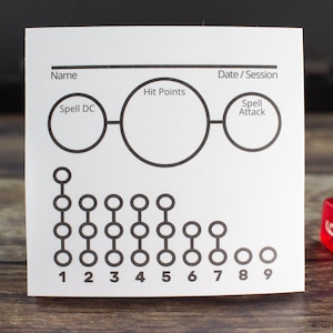 DND Zauber Slot Tracker Sticky Notes | DND Spell Slot Counter Sticky Notes | D&D Geschenke für Spieler, Dungeon Meister
