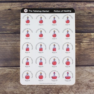 Potion of Healing Sticker Sheet: D&D RPG Removable Tokens