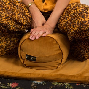 Yoga Bolster Meditation set velvet Buckwheat fill handmade floor cushion