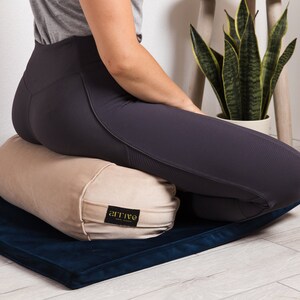 Yoga Bolster Meditation set velvet Buckwheat fill handmade floor cushion