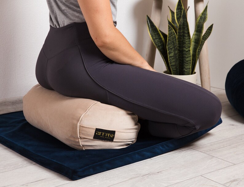 Yoga Bolster Meditation set velvet Buckwheat fill handmade floor cushion