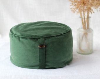 Pouf Cover Only Luxury Evergreen Velvet Round Zafu Cover Custom made Meditation Cushion Floor Puff cover