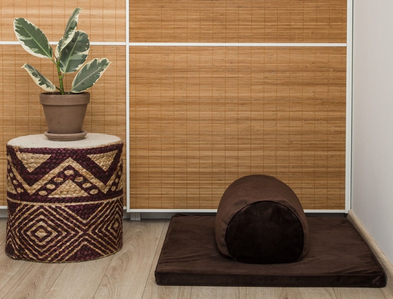 Yoga Bolster Meditation set velvet Buckwheat fill handmade floor cushion