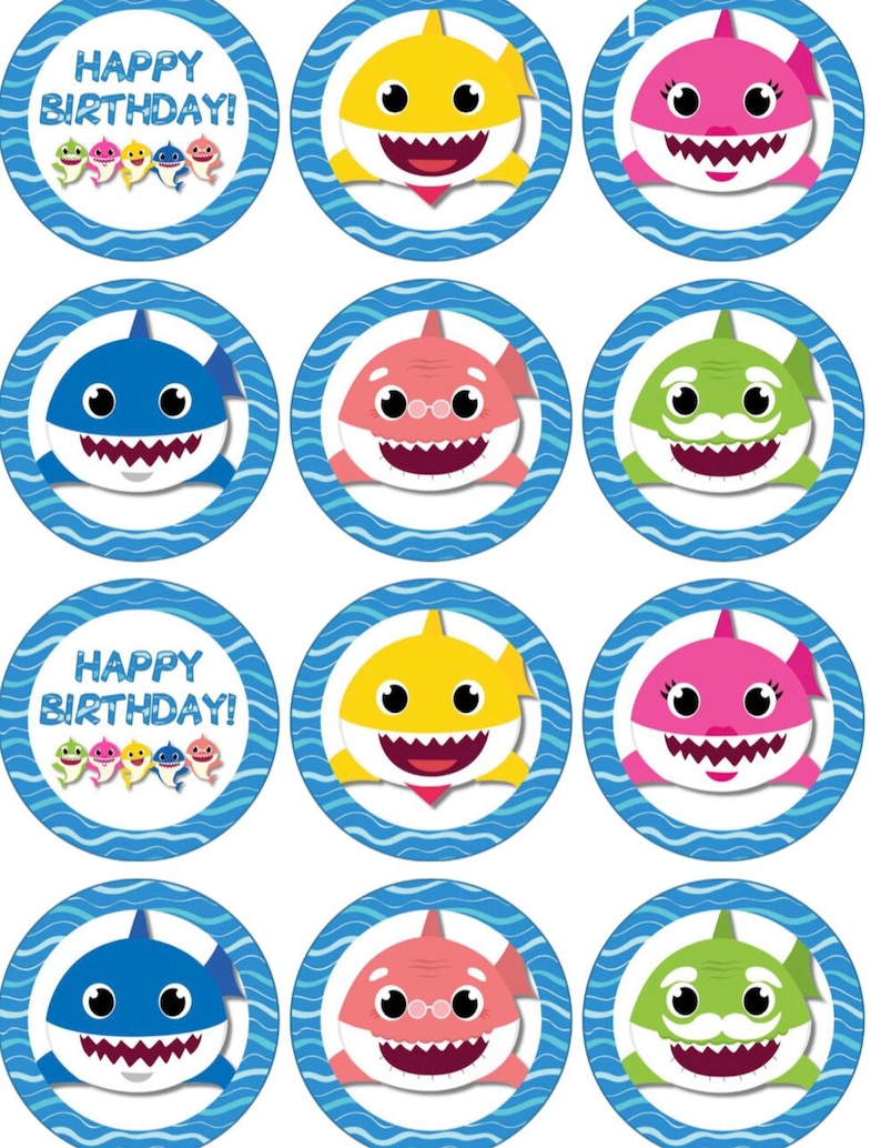 Baby Shark Cupcake Toppers PDF Instant Download Printable Best Etsy