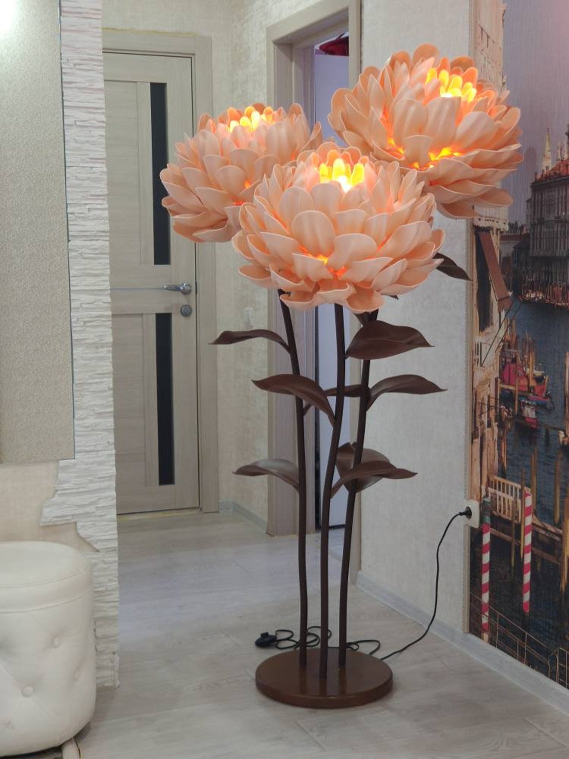 Floor boho cute Rose Indoor flower lamp floor lamp flower lamp Etsy