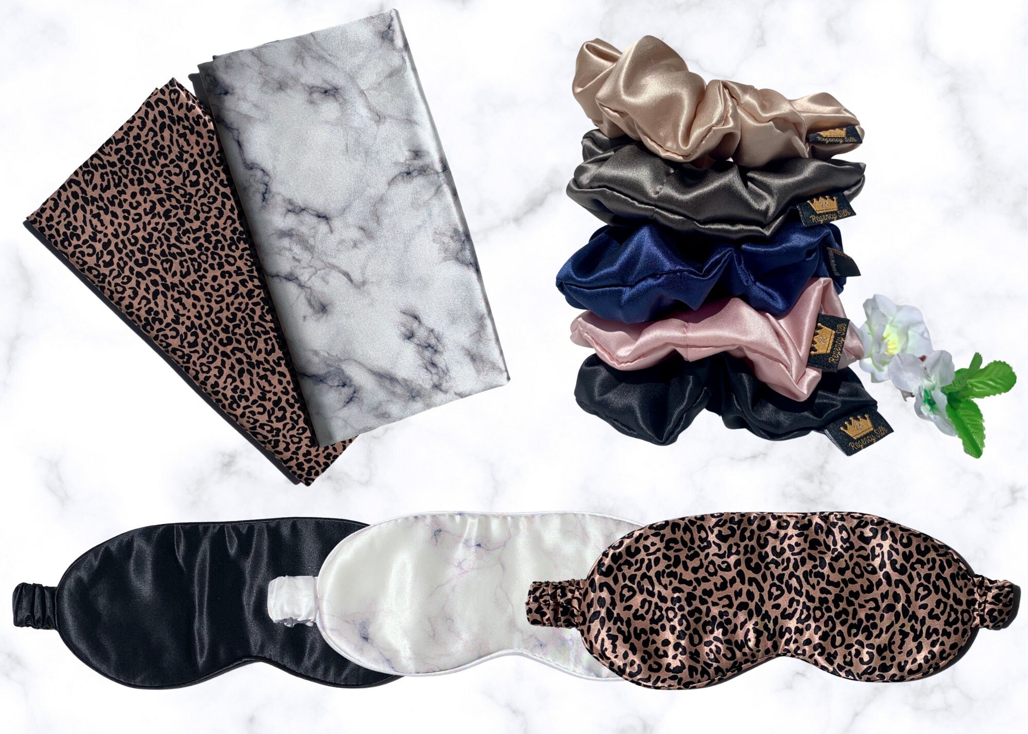 Pure Mulberry Silk Printed Pillowcase Sleep Mask & Scrunchie Etsy