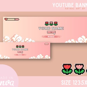 Cute Kawaii Gaming Youtube Banner | CANVA TEMPLATE