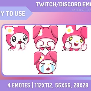 My Melòdy Twitch/Discord Emote/ Cute Emote for Twitch/ Streamers, Discord, Youtube, Cute, Kawaii, Simple, Pastel, Aesthetic