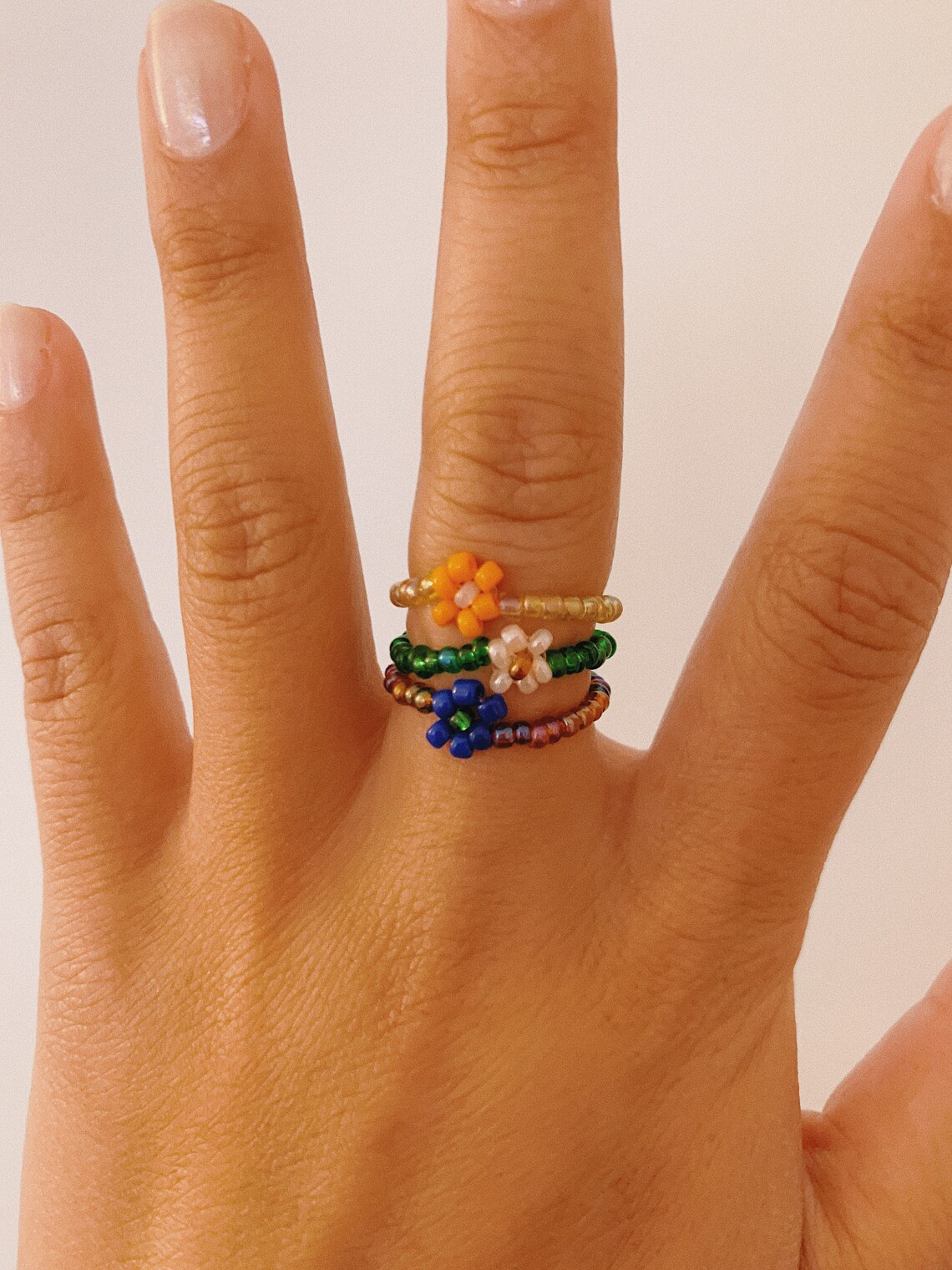 Stackable Beaded Flower Ring Packs 3 per pack Etsy