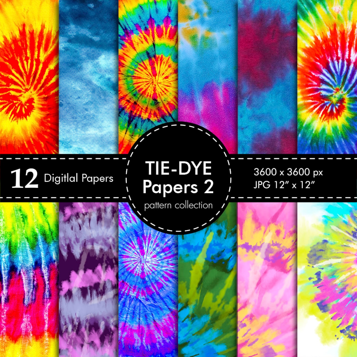 TieDye Papers Digital Tie Dye Paper TieDye Scrapbook Paper Etsy