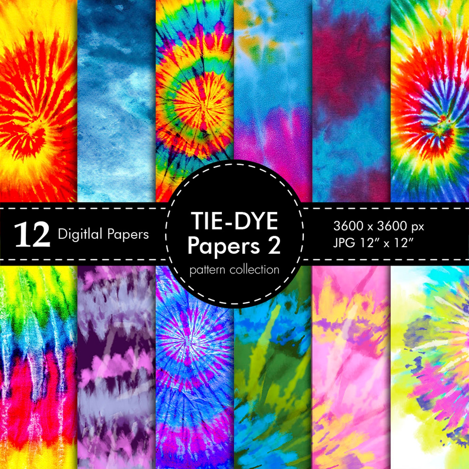TieDye Papers Digital Tie Dye Paper TieDye Scrapbook Paper Etsy