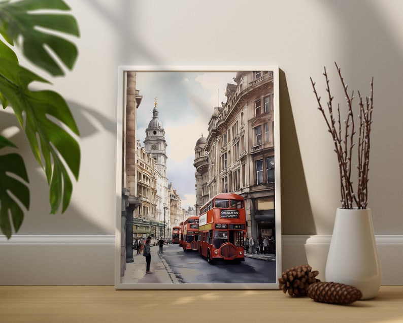 Watercolor London City Wall Art Poster Illustration Colorful Etsy