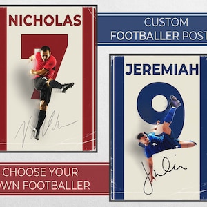 Footballer Custom Printable Poster, Football Player Personalized Print Poster, Soccer Football Gift, Digital Download