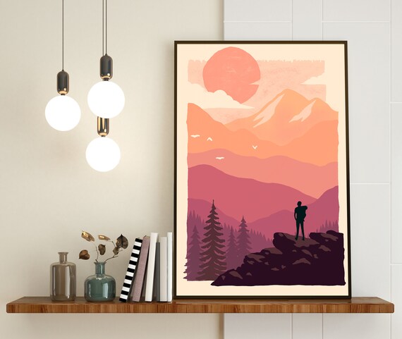 Mountains Ptinable Wall Art Poster, Nature Abstract Art Prints, Digital Download, Minimalist Art Poster