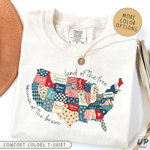Chemise carte de l'État américain, chemise Comfort Colors® 4 juillet, t-shirt 4 juillet, t-shirt verset de la Bible États-Unis, t-shirt Amérique, t-shirt États-Unis