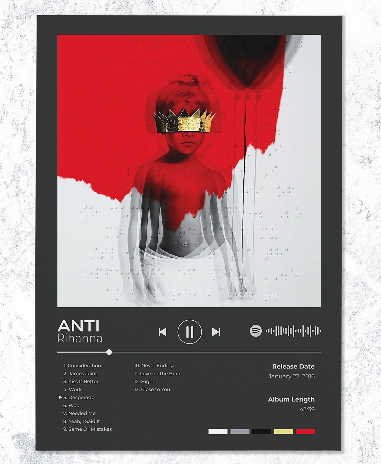 Rihanna Poster Printable Wall Art Rihanna Anti Album Cover | Etsy