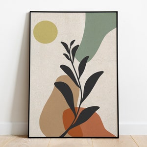 Decorative Leaf Poster, Modern Herb Art Poster, Cute Prints, Printable Wall Art, Digital Download, Minimalist Art Poster