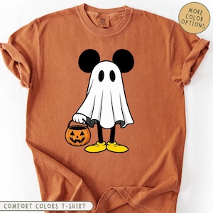 Camiseta Disney Mickey y Minnie Ghost con colores cómodos, camiseta de Mickey para Halloween, camiseta de Minnie para Halloween, camiseta Disney Ghost para Halloween