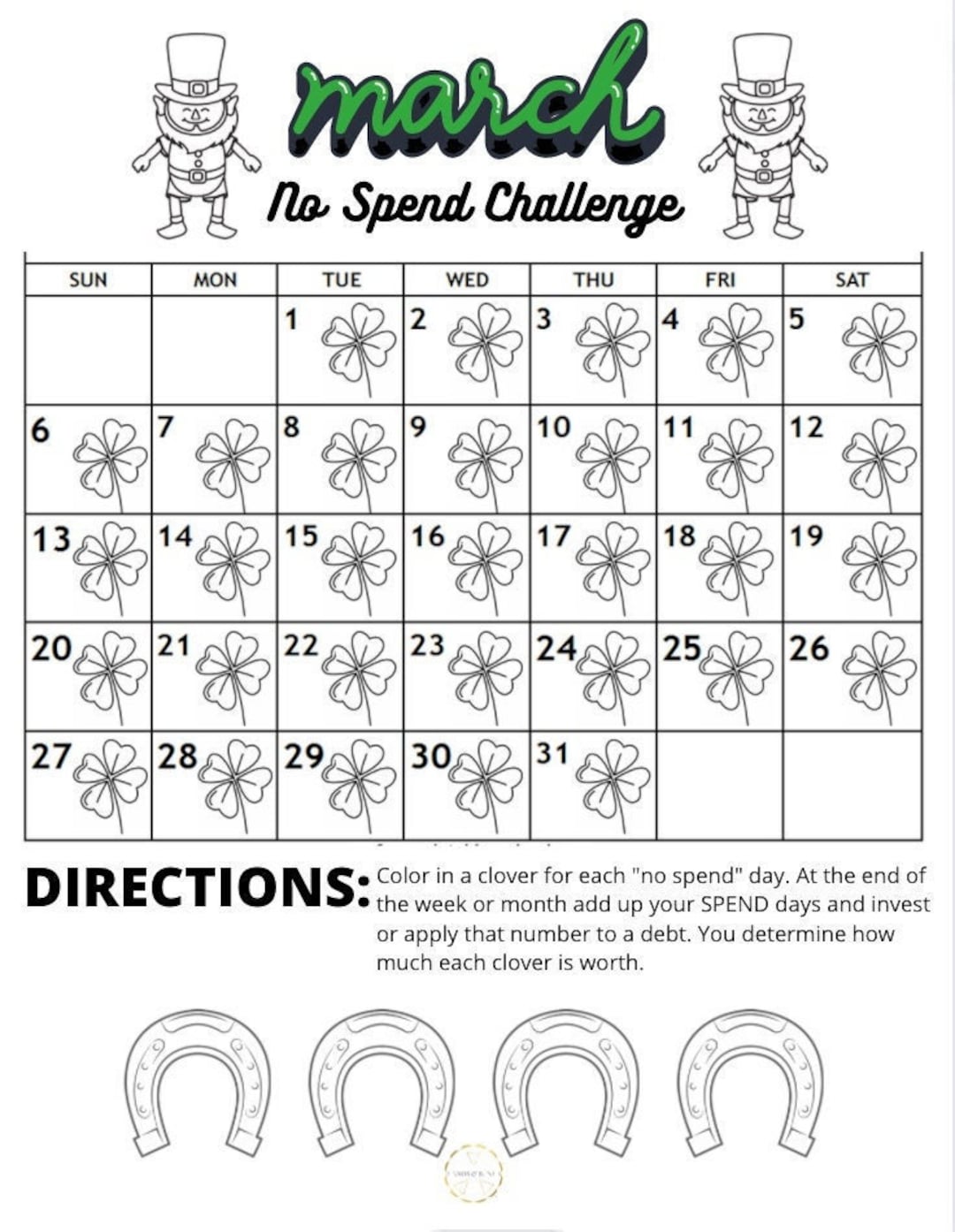 March No Spend Challenge Etsy