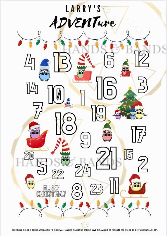 Larry's Adventure Advent Calendar Savings Challenge - Etsy
