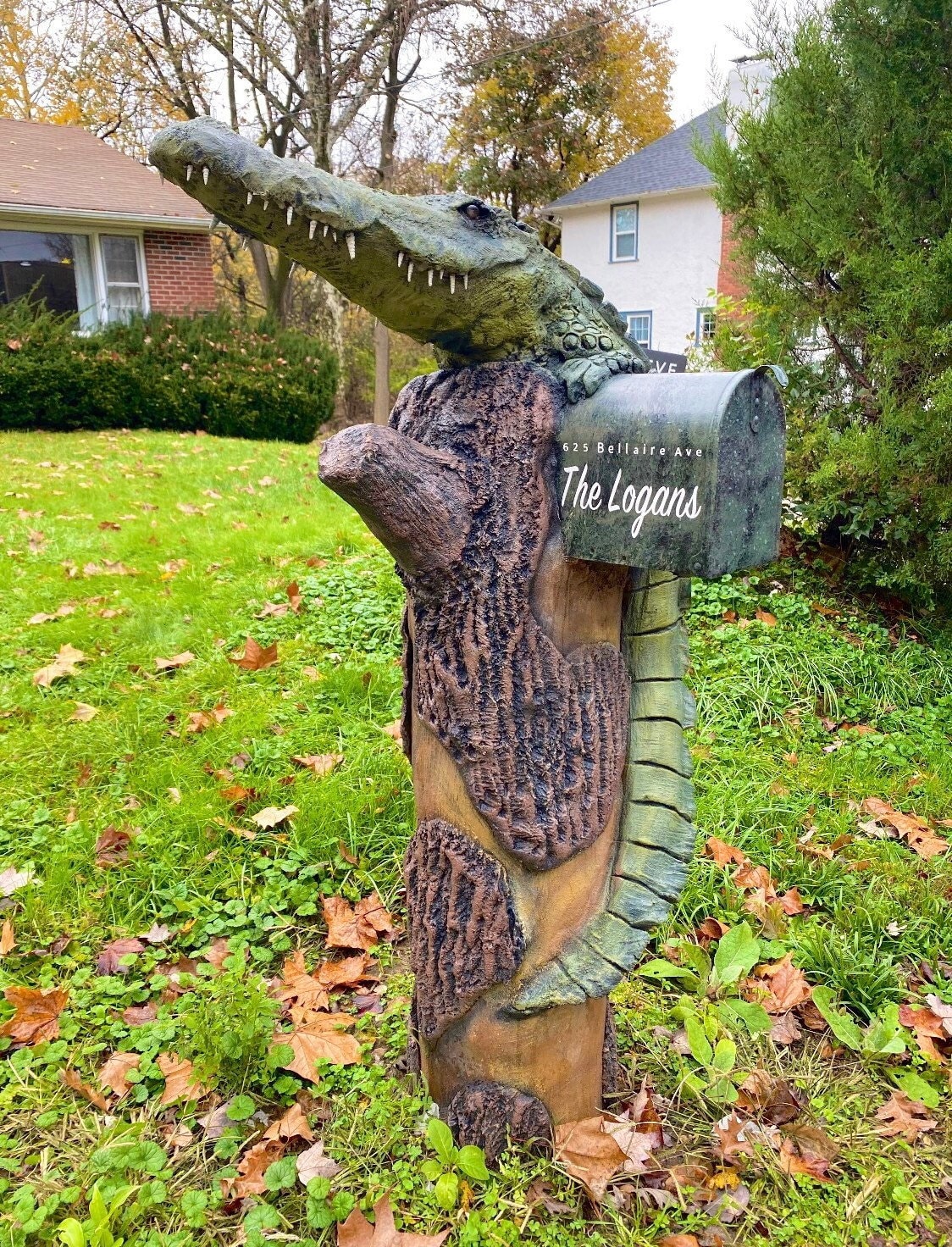 Alligator Florida Gator Mailbox Statue - Unique Custom Mailbox