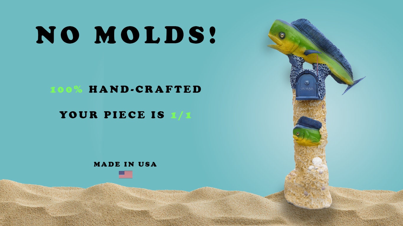 Mahi Mahi Fish Nautical Mailbox Statue Unique Custom Mailbox Outdoor & Gardening Home & Living