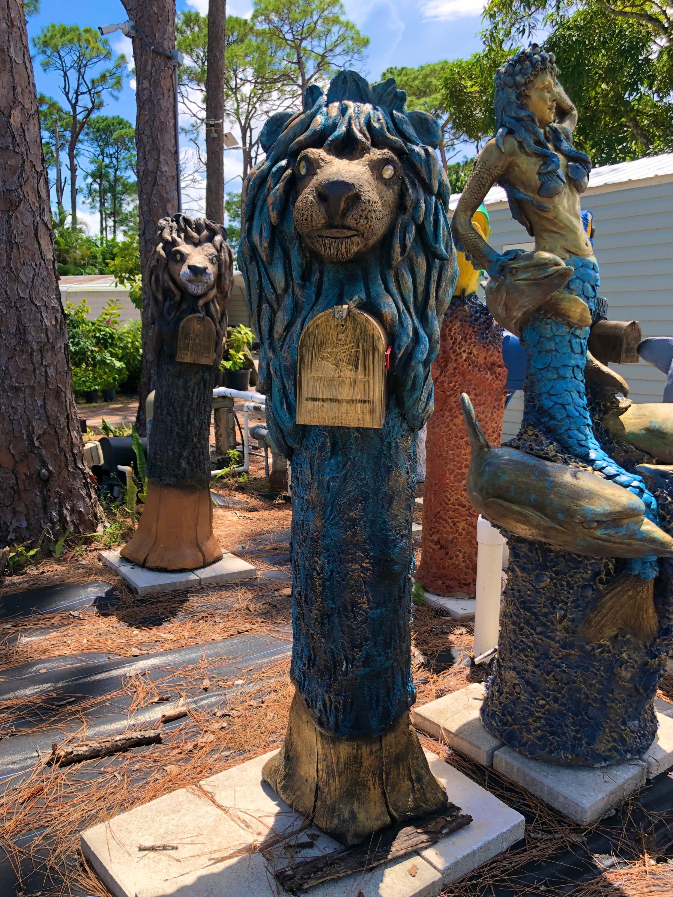 Lion Mailbox Statue Sculpture Art Unique Custom Mailbox Etsy