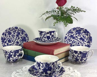 Vintage Burleigh Blue Chintz Cup and Saucer Duo Arden