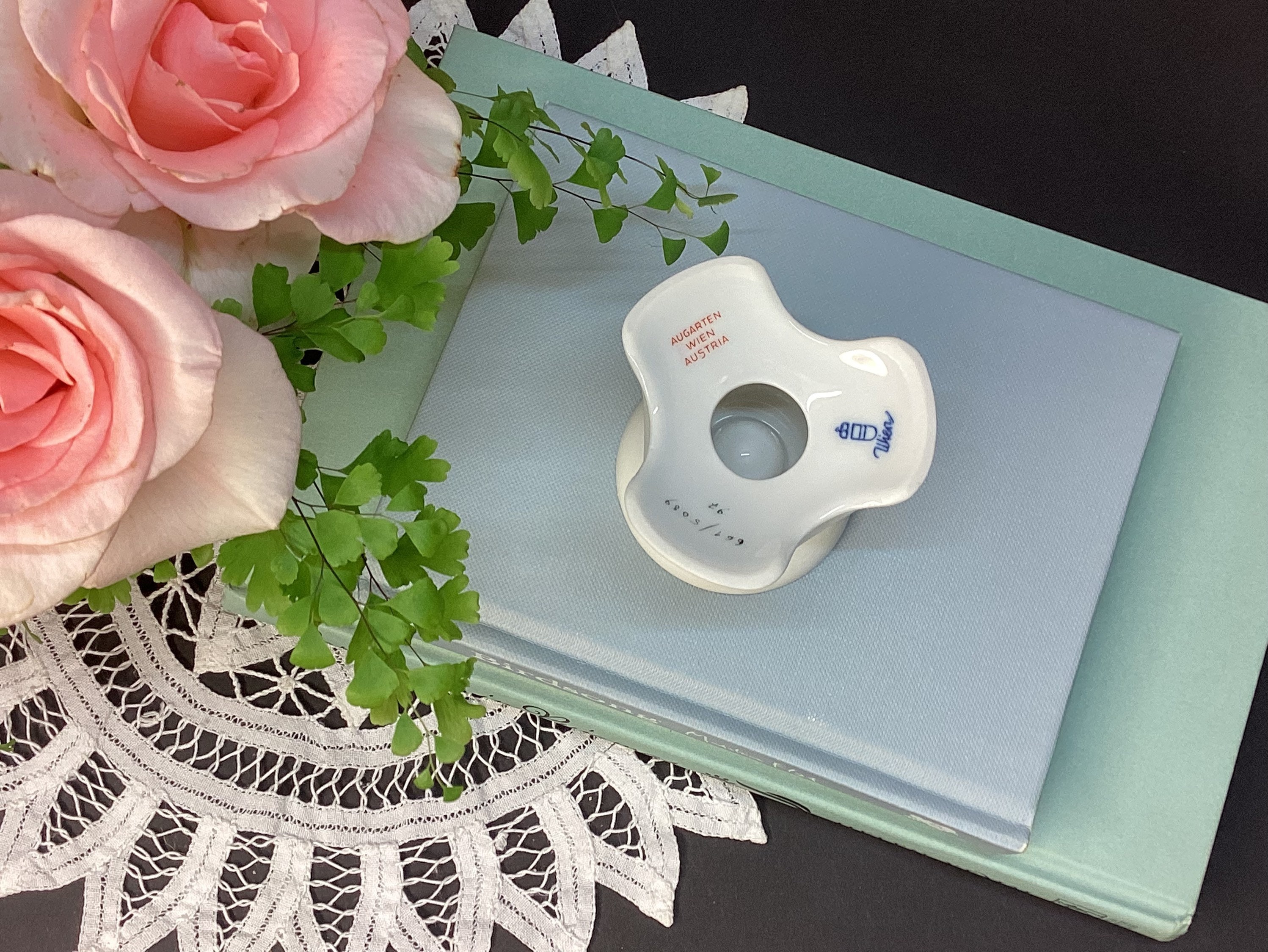 Vintage Augarten Wien Rose Candle Holder: Austrian Floral
