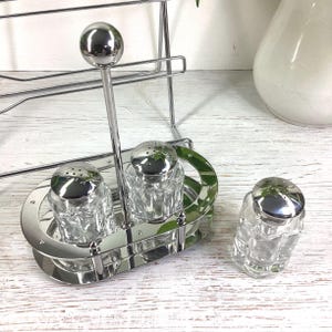 Vintage ALESSI ITALY  Condiments Tray Salt Pepper Pots Salt Pepper Shakers Kitchenware Dining Dinnerware 1990s Kitchen