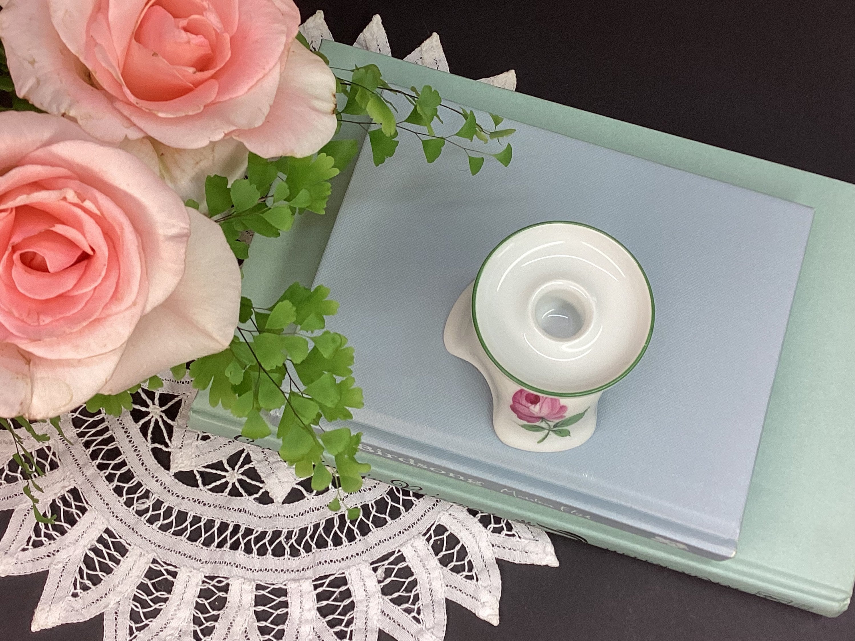 Vintage Augarten Wien Rose Candle Holder: Austrian Floral