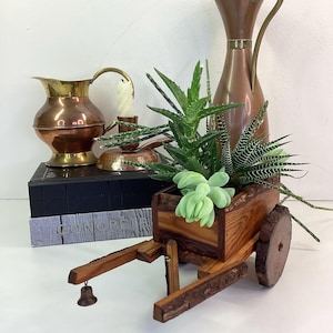 Mid Century Wood Planter Indoor Plant Cart Unique Pot Plant Stand Handmade Wooden Planter Box Rustic Home Decor