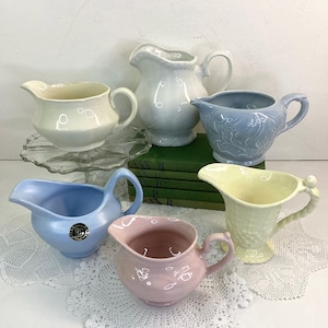 Vintage Kitchenware Rosa Jug MEAKIN Creamware Sylvac Embossed Jug Carlton Ware Basket Sauce Jug Johnson Bros Jug Davey Australian Pottery